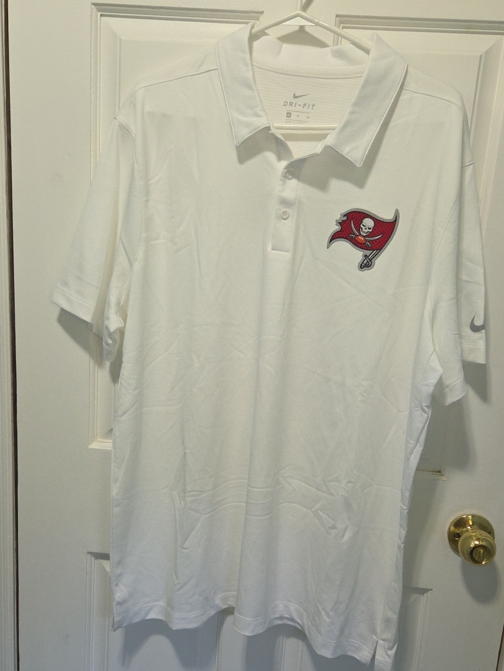 Nike White Polo with Tampa Bay Buccaneers Team Crest